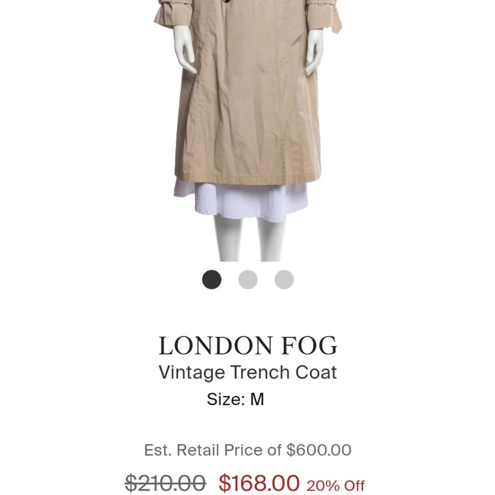 Vintage Wamsutta Woven Exclusively for London Fog Women's Trenchcoat in Charcoal